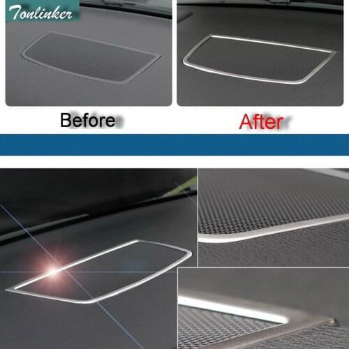 Tonlinker 1 PCS Car DIY Stainless Steel In The Control Speaker Light Box Cover Case Stickers for Bmw X5 X6 2009-15 Accessories