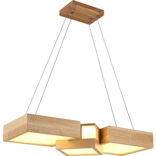 Solid Wooden Restaurant Japanese wooden office solid wood dining pendant light Nordic A1 rectangular log ZH MZ51