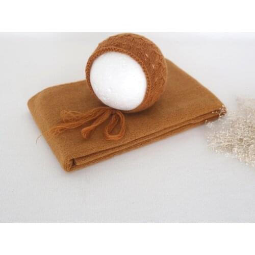 Vintage Wrap set Baby Knit Swaddle Wrap Baby Girl Photography Props Textured Cotton Baby knit mohair hat props
