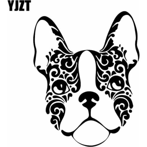 YJZT 13.1X16.7CM French Bulldog Sugar Skull Frenchie Dog Vinyl Decal Car Stickers Black/Silver C24-1591