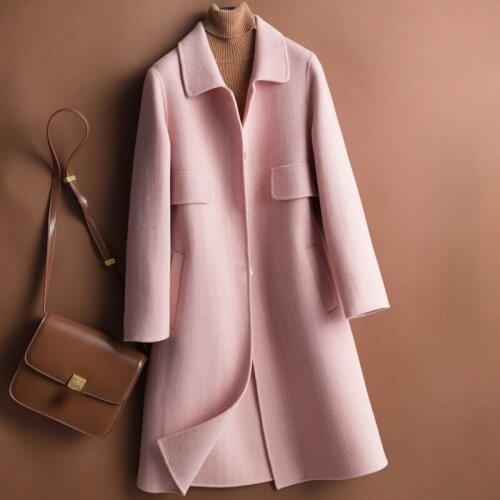 Autumn Women 100% Real Wool Coat New Winter Casaul Long Elegant Korean Jackets for Women Coats Fall Clothes Veste Femme WPY4256