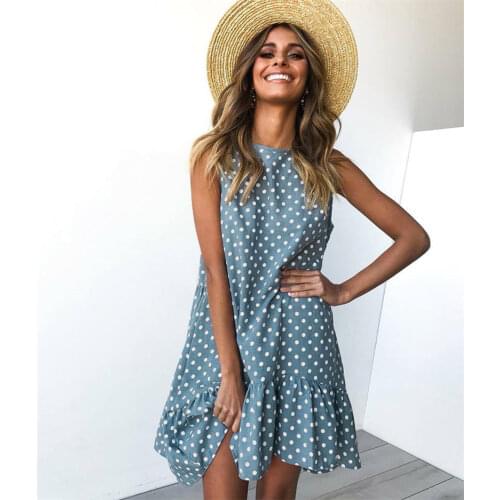2021 Spring Summer Dress Ruffle Women Street Sexy Casual Slim Thin Beach Party O Neck Mini Polka Dot Dress Vestidos