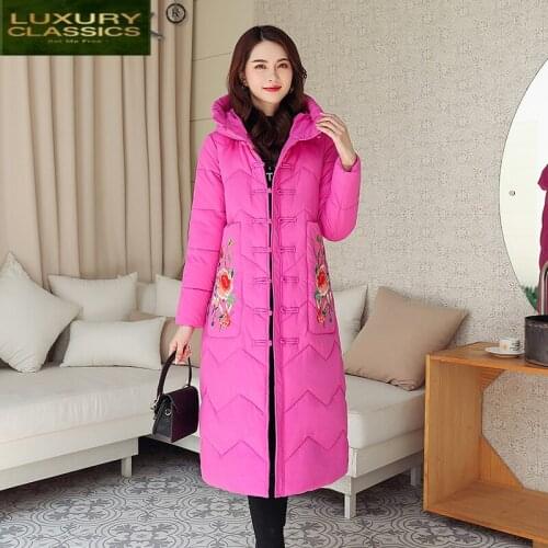 Winter Coat Women Elegant Womens Jacket Female 2021 Korean Long Down Cotton Parkas Woman Floral Thick Warm Coats Hiver 2