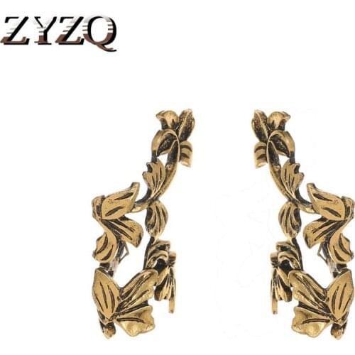 ZYZQ Vintage Plant Flower Ear Clip For Women Easy No-Piercing Accessories Exquisite Golden Silver Plated Wholesale Lots&Bulk