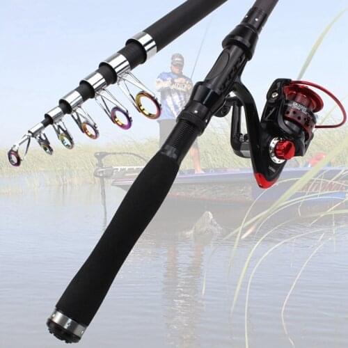 1.8m-3.0m carbon Spinning Rod and Fishing Reel Set bag Telescopic Portable Travel Fishing Rod Tackle Gift fishing line