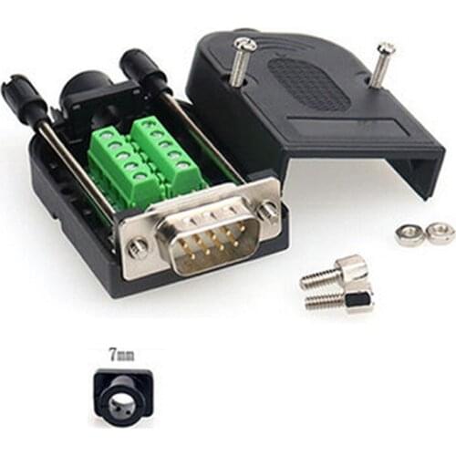 1Pcs DB9 D-SUB RS232 VGA Male Adapter 9 Pin Signals 2 Row Terminal Breakout Plastic Cover Solid Pin