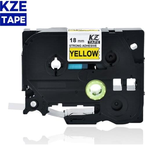1 pcs KZE 18mm Black on Yellow strong adhesive tape compatib for Brother P-touch PT label ribbon tze tape Tze-S641 tze S641