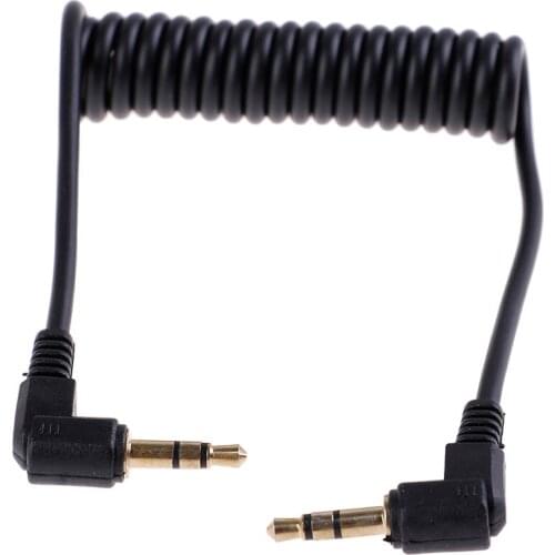 1 pc Coiled Audio Cable Jack Right Angle 90 Degree 3.5mm Aux M/ M Cable For Mobile Car Line MP4 Player 3.5 mm AUX Cord Cable