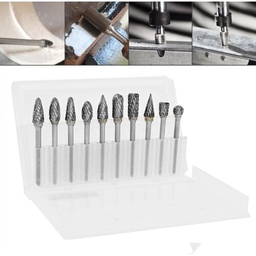 10pcs/set Rotary Rasp Tungsten Steel Single Texture Milling Cutter with 3mm Shank Diameter for Electric Grinding Head new