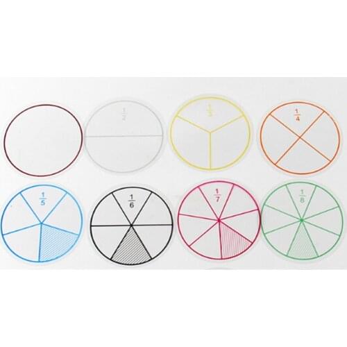 12pcs/lot Plastic Math Fractions Circles Toy Numbered Fractions Circles Math Chips Mathematics Number Toy Wholesale Dia. 8cm