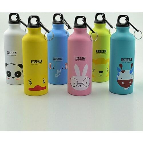 500ML Children Water Bottle Aluminum Cute Animal Pattern Portable Mountaineering Buckle Water Bottles For Outdoor & Home