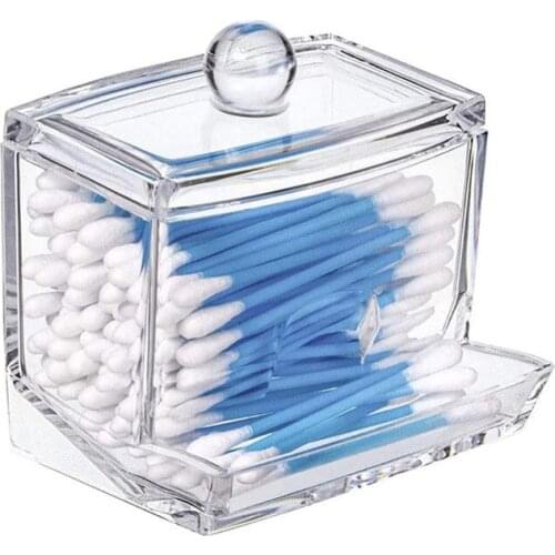 Acrylic Cotton Swabs Storage Holder Box Portable Transparent Makeup Cotton Pad Cosmetic Container Jewelry Organizer Case