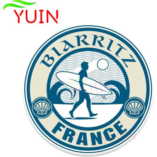 Car Sticker Travel Surf Cool Biarritz France Decals Accessories Fashion PVC Bumper Window Decoration Waterproof Decal 13*13cm