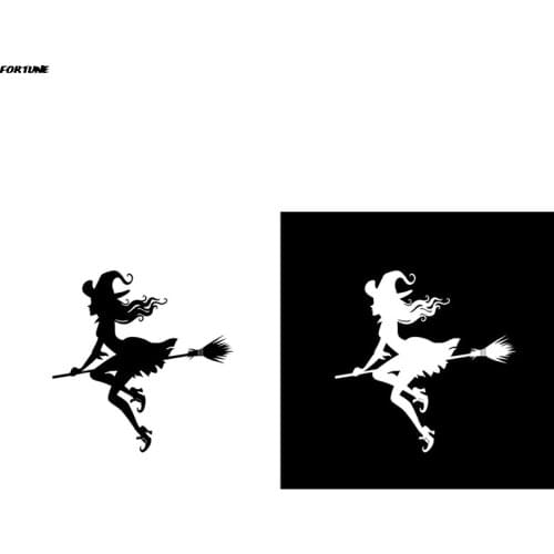 WITCH RIDING A BROOM Car Sticker Creative Reflective Stickers Halloween Diy Decal For Auto Window Decals Emblem Car Stickers