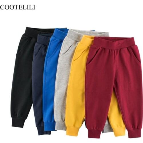 COOTELILI Cotton Pants For 2-10 Years Old Solid Boys Girls Sport Pants For Boys Girls Casual Kids Children Trousers