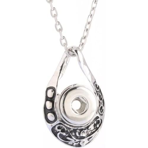 Boom Life Drop of wate Jewelry Snap Buttons Necklaces Link Chain 60CM With Crystal Pendant Fit 12MM Snap Buttons Jewlery