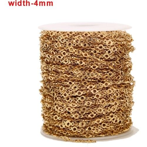 1M/2M/5M Stainless Steel 4mm Width Gold Chain Round Link Chains For DIY Jewelry Necklaces Making Handmade Accessories