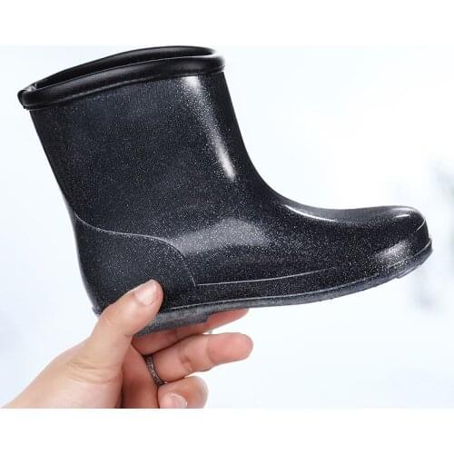 Kids Rain Boots Girls Boys Children Waterproof Shoes Rainboots Cute Fashion Crystal Baby Water Shoes Non-slip Rubber Rainboots