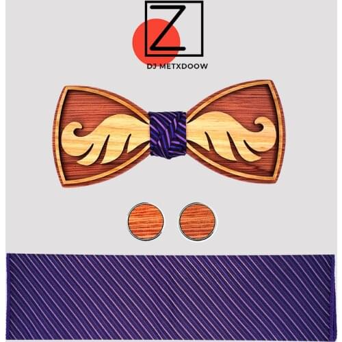 Feather Wing Original Design Bow Tie Handmade Mens Patchwork BowTies Wooden Gift Suit Wedding Cufflinks Hanky Sets