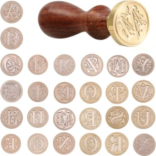 Hobby wax stamp Retro wax seal Custom stamp set Tools Post Decor 26 Alphabet Letter Wood stamps Wax Seal Stamp