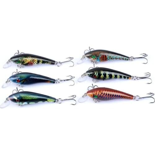 Artificial swimwear painted with ABS plastic Hard bait 3D Bionic Eyes Bass Bait 8 # Sharp hook 6 pieces / set 5.7cm / 4.4g