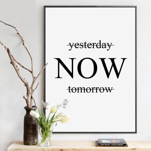 Unframed Simple Letters Yesterday Now Tomorrow Print Painting On Canvas Wall Art Picture For Study Room Home Decoration LZ816
