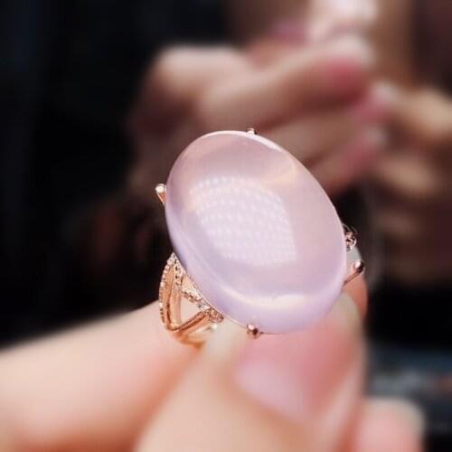 Natural real rose quartz ring Free shipping 13*18mm 13ct big gemstone 925 sterling silver Fine jewelry J2092807