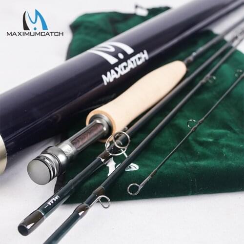 Maximumcatch Fly Rod 40T+46T SK Carbon Fast Action AAAA Cork Handle With Aluminium Tube Fly Fishing Rod 5/6/8WT 9FT