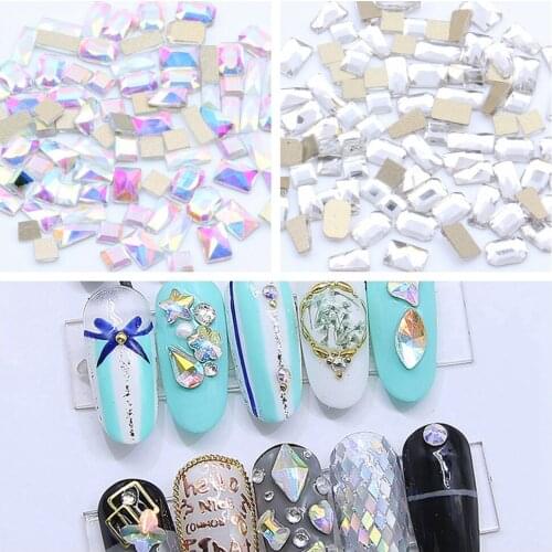 Multi-size optional 20pcs Crystal ab Nail Glass Rhinestones Crystal 3D Nails Art Stones Bead Decal Decorations Supplies Jewelry
