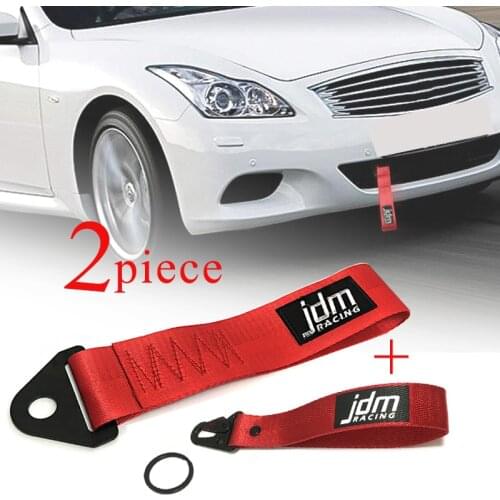 Newest Set Red Car Trailer Ropes Decoration Car Rear Front Vehicle Towing Hook Metal Key ring Strap Pendant with hanging buckle