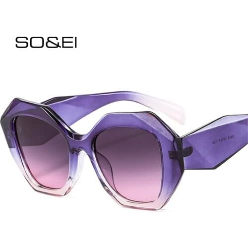 SO&EI Retro Oversized Irregular Polygon Women Sunglasses Fashion Jelly Color Eyewear Shades UV400 Men Gradient Sun Glasses
