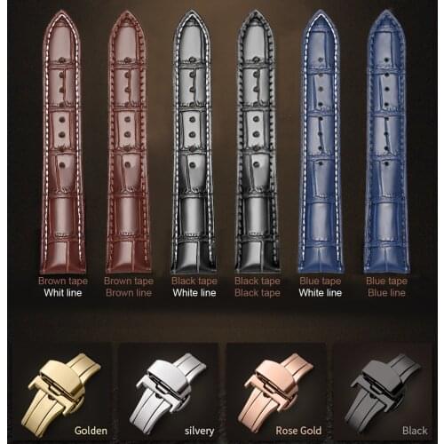 22mm/20mm Crocodile Embossing Genuine Leather Quick Release Watch Band Compatible with Samsung/Huawei SmartWatch