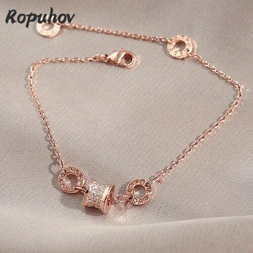 Ropuhov 2021 New Fashion Jewelry for Woman Gift Stainless Steel Bead Charm Bracelets Gemstone Wholesale