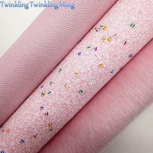 PINK Glitter Fabric, Caviar Faux Fabric, Immitation Fur Fabric Sheets For Bow A4 21x29CM Twinkling Ming XM931