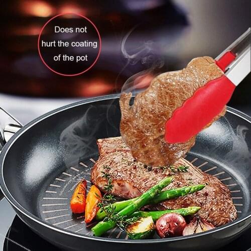 12In Silicone Food Tongs Non-Slip Barbecue Meat Buffet Steak Clip Salad Bread Cooking Clamp Hotel Fruit Folder Kitchen Tools