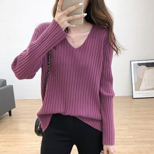 BETHQUENOY Solid Bottoming Shirt Sueters De Mujer V-Neck Knitted Sweaters Women Pullover Jumper Femme 2021 Woman Winter Clothing