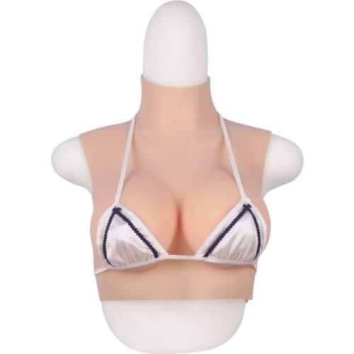 Upgrade Huge C,D,E,G Cup Hollow Out High Collar Neck Artificial Silicone Fake Breast Form For Crossdresser Drag Queen Mastectomy