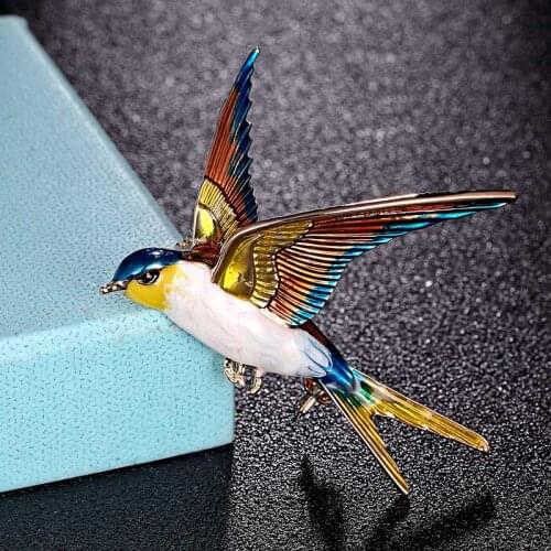 Zlxgirl jewelry Swallow Bird Shape Enamel Brooches Animal Pin For Women Kids Scarf Suit Lapel Pins Pendant Jewelry