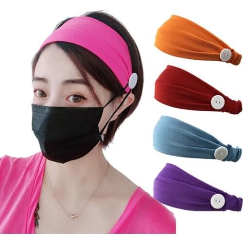 Women Elastic Sweat Absorbent Buttons Hairband Yoga Running Sweatband Headband Sweat Hairband Headband Sweatband Headband 2020