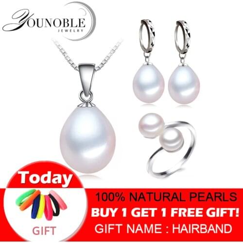 Real freshwater pearl jewelry set women,natural pearl sets 925 sterling silver jewelry girl birthday engagement gift top quality