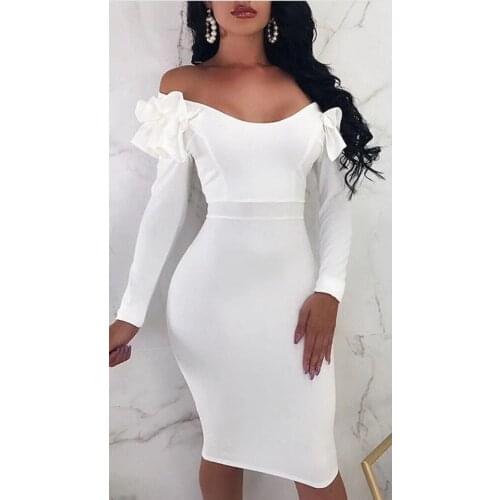 Top Quality White Sexy Bodycon Bandage Dresses Women Tight Club Party Celebrity Fashion Long Sleeve Bandage Dress
