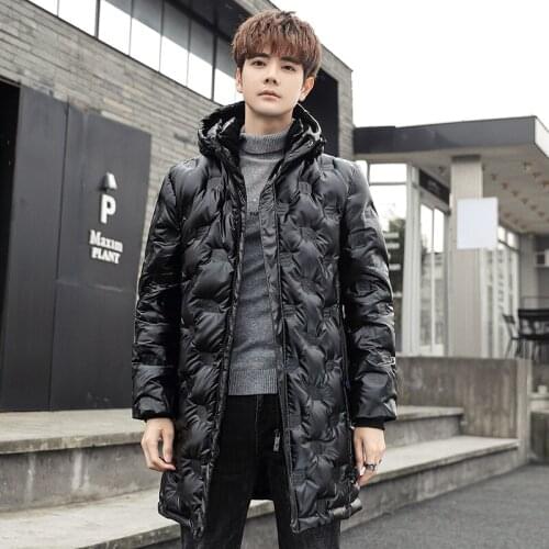 Winter Men Long Jacket High Quality Black Glossy Thermal Coat Warm Parkas Windbreaker Padded Outerwear Snow Wear Mens Clothing