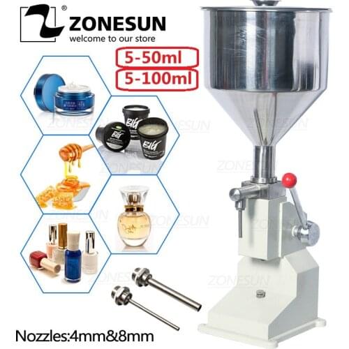 ZONESUN A50 NEW Manual Filling Machine (5~50ml) for Cream Shampoo Filler Cosmetic Paste Sausage Gel Filling Machine