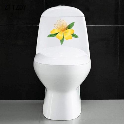 ZTTZDY 22*17.5CM Yellow Flower Cartoon Wall Stickers For Kids Rooms Bathroom Toilet Decor Decal T2-0092