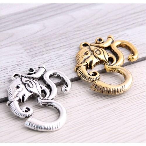 SWEET BELL 10pcs 28*32mm Metal Elephant trunk Letter 3D Charms Trendy Retro Diy Handmade Round Letter 3D Pendant D6380