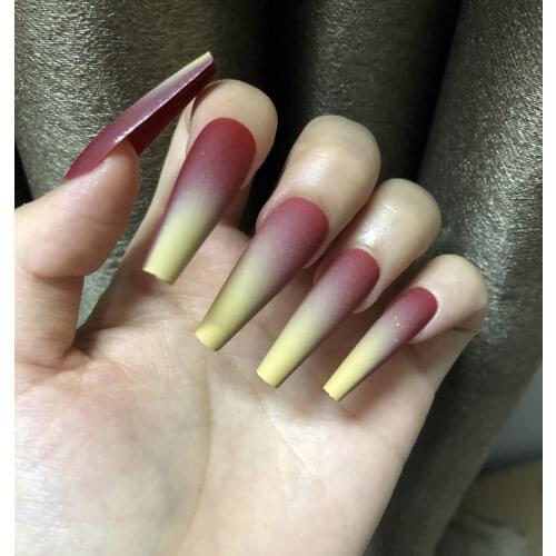 20pcs/bag Gradient Long Coffin False Nails Art Matte Ballerina Full Cover Press on Nails Detachable Manicure DIY Finger Supplies