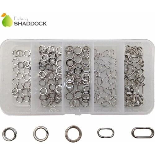 200pcs Stainless Steel Fishing Split Rings Mixed Size Round Oval Hard Blank Lure Swivel Snap Split Rings Connector Set With Box
