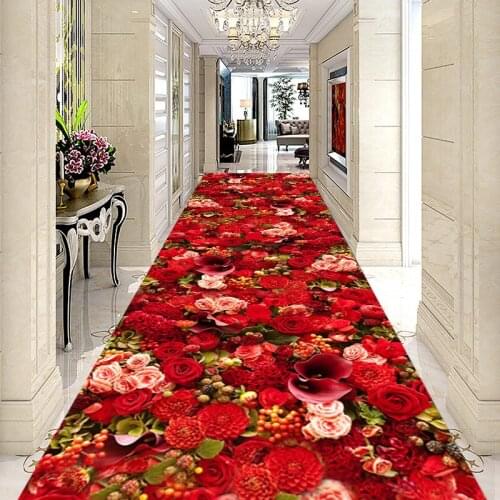 3D Flower Long Hotel Aisle Rug Corridor/Hallway Carpet Home/Office Stair Rug Runners Rug Kitchen Mat Decorative Entrance Doormat
