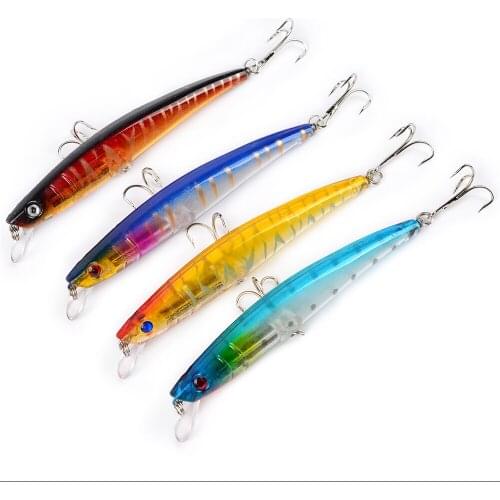 HiUmi 4PC Top Quality Fishing Lures 11.5cm 11g Minnow Bass Baits 4 Color 4# Hook Fishing Tackle