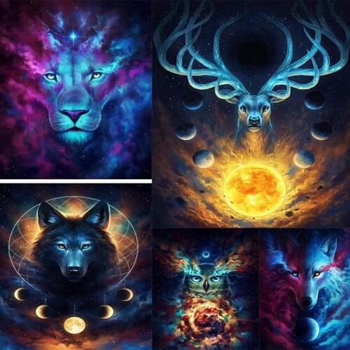5D DIY Diamond Painting Fantasy Animal Wolf Tiger Owl Full Square Embroidery Cross stitch Diamond Bird Wall Painting Decor